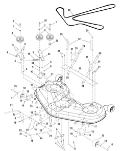 52" Mower Deck - Clutch And Support Group (7501432) Diagram and Parts List for 107289920-7800514,ZTS6000 2009 Briggs and Stratton Lawn Tractor Accessories